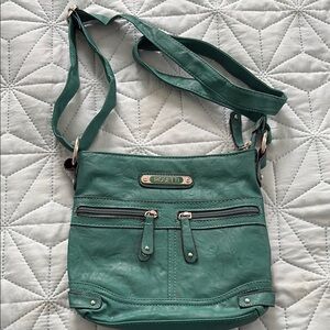 Rosetti Teal Crossbody Bag with Dual Zippers